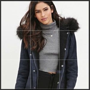 Navy suede winter coat